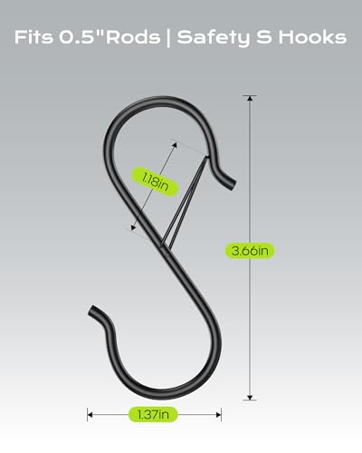 Heavy Duty Metal S Hooks with Safety Lock - 3.66 Inch, 10 Pack for Home & Garage Organization