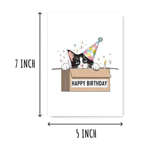Funny Cat Birthday Card - 5x7 Birthday Hat Design for Kids