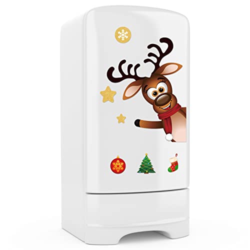 Christmas Refrigerator Magnets - Reindeer Decor, 15 Pieces, Festive Holiday Kitchen Accessories