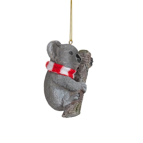 Koala Bear Christmas Ornament with Candy Cane Scarf - Wildlife Holiday Decor