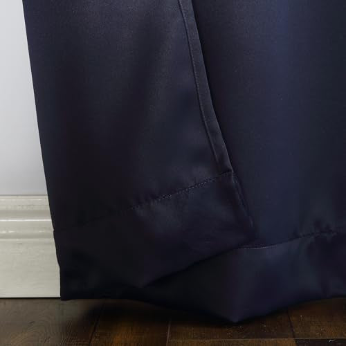Sun Zero Easton Navy Blue Blackout Curtain Panel, 40" x 108" Energy Saving