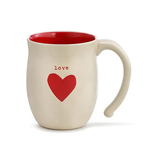 DEMDACO Love Red Heart Cream 16 ounce Stoneware Christmas Mug