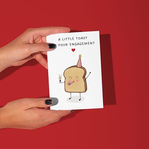 Funny Engagement Card for Couples - Large Toast Design 5.5x8.5