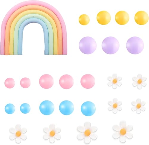 26pc Boho Rainbow Cake Topper Set for Groovy Hippie Themed Parties