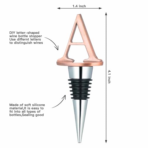 SANDAO Initial Letter Wine Stopper - Bronze Monogram Silicone Bottle Saver
