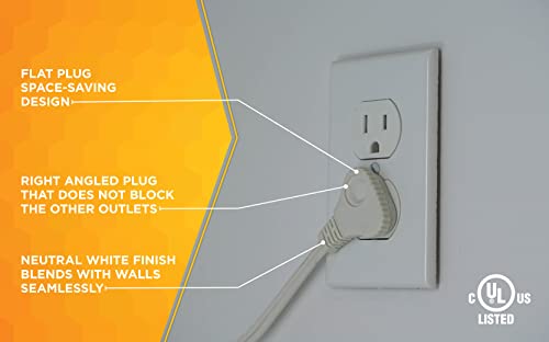 Woods Slimline 16/3 Indoor Flat Plug Extension Cord - 3 Feet, Pack of 12
