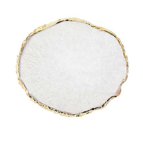 JASSINS Resin Nail Art Palette with Gold Edge - White Mixing Tray for Gel Polish and Makeup