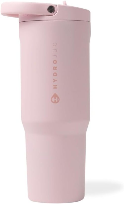 HydroJug Sport - 32oz Stainless Steel Tumbler with Straw | Vacuum Insulated & Leakproof, Pink Sand