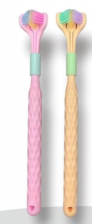 Three-Sided Soft Hair Toothbrush Set, 2 Pack Wrap-Around Oral Care