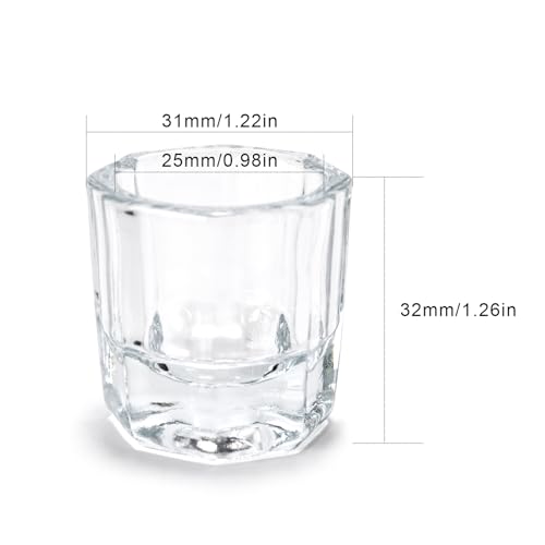 KAZIPOP 2Pcs Clear Glass Dappen Dish Cup for Acrylic Nail Monomer Liquid