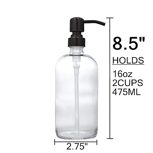 Clear Glass Soap Dispenser with Oil Rubbed Bronze Pump - 16oz