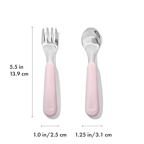 OXO Tot Fork and Spoon Set - Toddler Self-Feeding Utensils - Blossom
