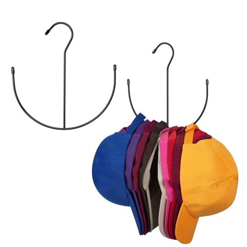 ZEDODIER Metal Hat Hanger, 2 Pack Black Hat Organizer for 20 Baseball Caps