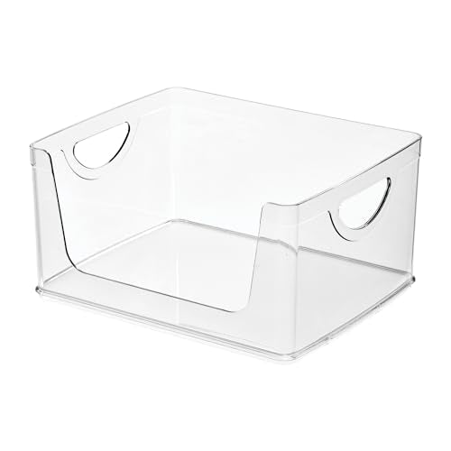 iDesign Stackable Open-Front Storage Bins with Handles for Kitchen and Pantry - Set of 4 - Clear
