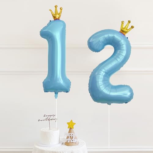 40 Inch Baby Blue Number 22 Crown Balloon Set for Parties