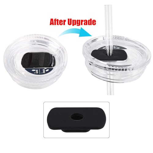 2pcs Straw Lid Attachment with 6pcs Straws Compatible with YETI Tumbler 20oz 30oz Travel Mug, BPA-Free Straw Lid Cup Accessories for Yeti Stronghold Lid Straw Parts Cover (Black White)