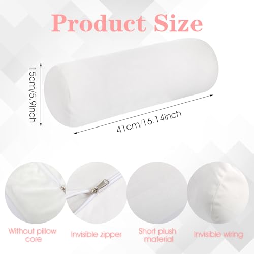 Cylindrical Neck Roll Pillow Covers - 2 Pack, 16x6 Inch, White Velvet