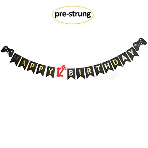 Video Game 12th Birthday Banner for Gamer Party Decorations