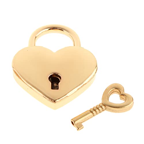 Warmtree Heart Shaped Gold Padlocks with Keys - 2 Piece Set for Diaries