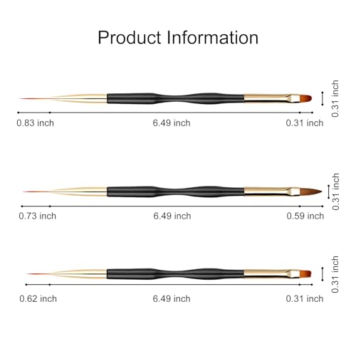 Kootinn Dual-End Nail Art Brush Set 6-Piece Nail Drawing Pens