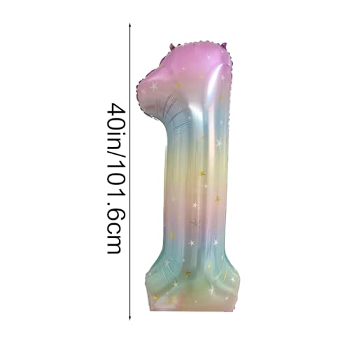 40 Inch Rainbow Number 1 Foil Balloon for 1st Birthday & Events