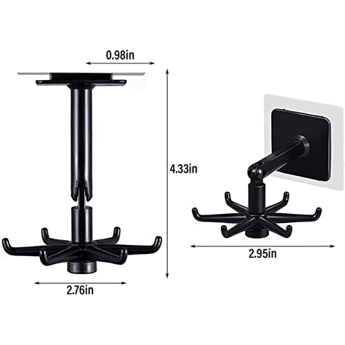YeeBeny 360° Rotating Adhesive Hook - Black Folding Utensil Rack