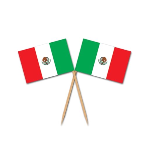 Beistle Mexican Flag Food Picks 2.5-Inch 50-Count for Fiesta Party