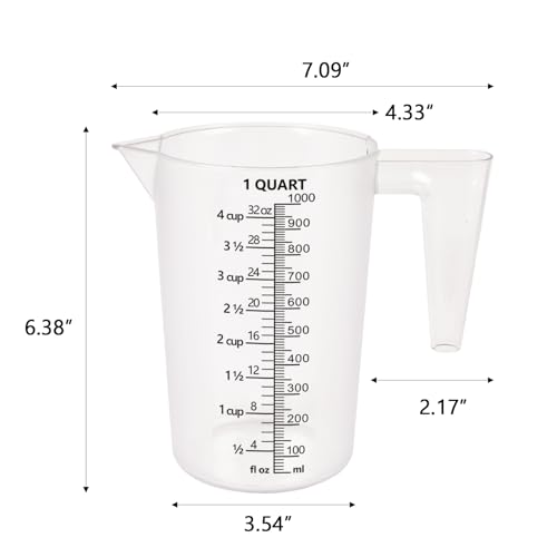 32oz Measuring Pitcher with Laser-Etched Markings - Clear Plastic Cup