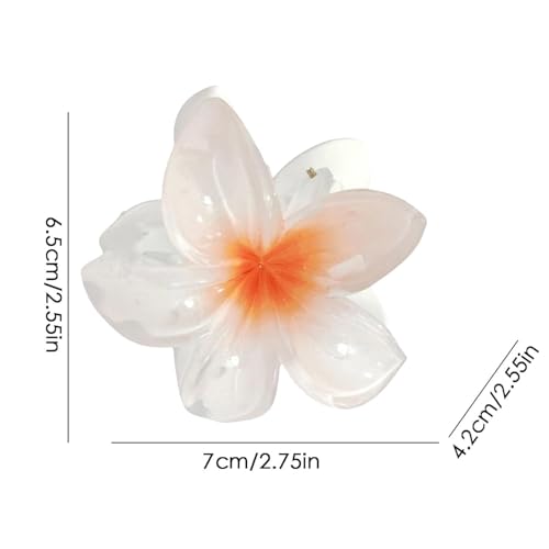 White Flower Hair Claw Clips - Set of 2 Hawaiian Plumeria Jaw Clips