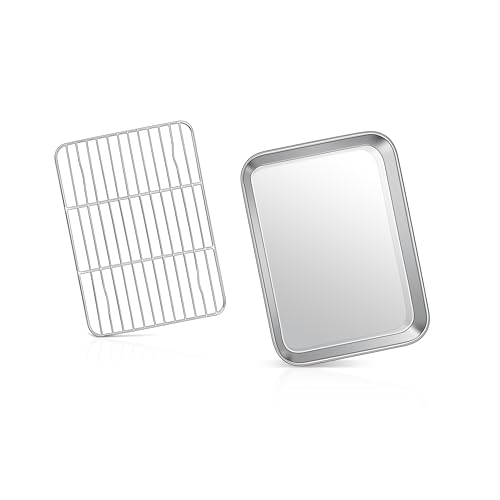Joyfair 9-Inch Stainless Steel Baking Sheet Pan with Cooling Rack Set
