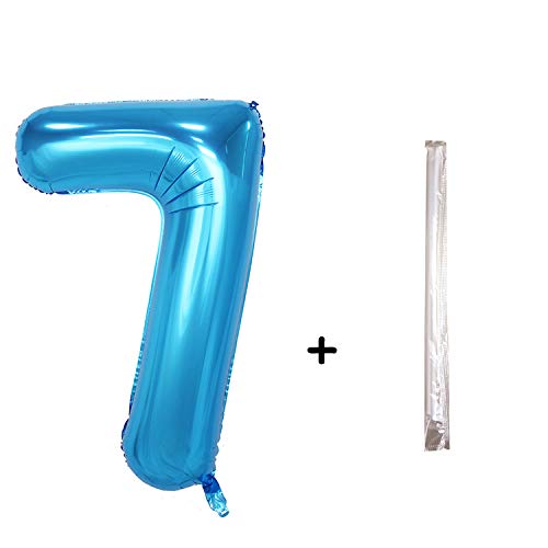 40 Inch Blue Number 7 Foil Balloon Kit - Helium Compatible