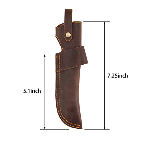 Dark Brown Leather Knife Sheath for 5-Inch Blades - Chef Knife Holder