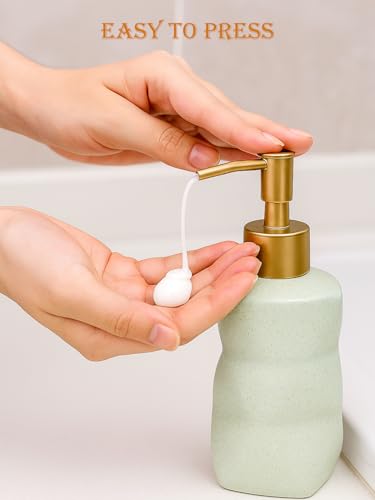 SHIIANN Matte Ceramic Soap Dispenser, 10oz Refillable Bottle - Mint Green