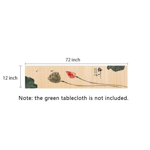 Asian Style Bamboo Table Runner - Meditation Design, 12x72 Inch
