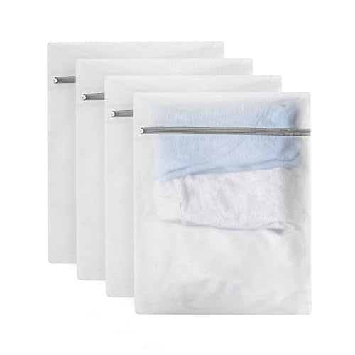 Mesh Laundry Bags for Delicates - 4 Pack, 20" x 16", Manual-Lock Zipper