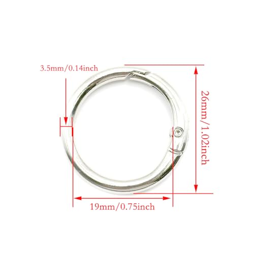 20 Pack 0.75 Inch Keychain Clips£¬Round Small Carabiner Clip for Key, Metal Keyring Hook Buckle Clip (Silver)