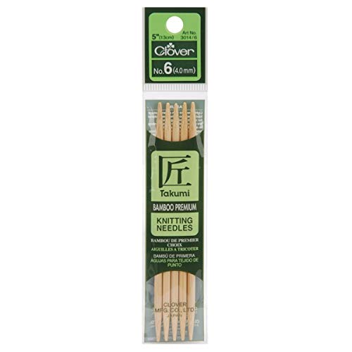 Clover Takumi 7-Inch Double Point Bamboo Knitting Needles Size 10.5 (5 Pack)