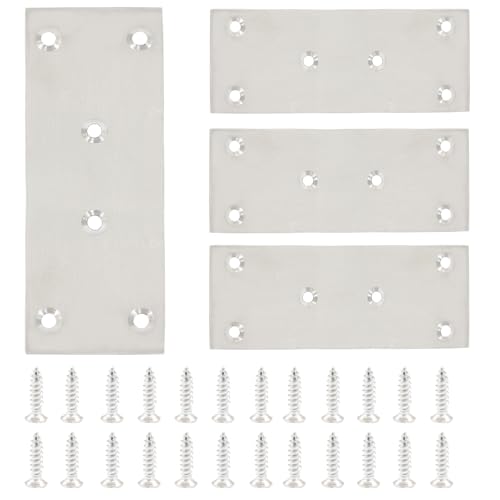 Bonsicoky Silver Flat Straight Brace Brackets 5" x 2" - 4 Pcs