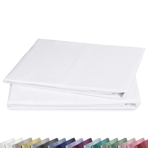 Queen Pillow Cases Set of 2 - 100% Cotton Sateen in Bright White