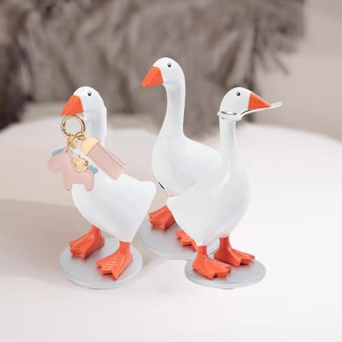 Magnetic Goose Key Holder - Cute Resin Duck Statue for Desk Decor