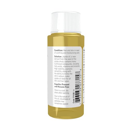NOW Foods 100% Pure Jojoba Oil - Multi-Purpose Moisturizer for Face, Hair and Body - 1 Oz