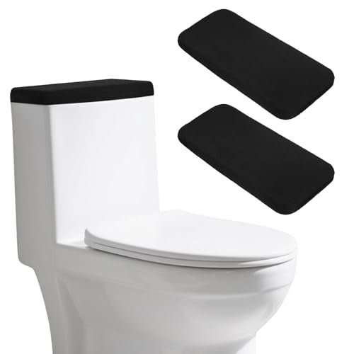Black 2-Pack Toilet Tank Cover with Elastic Bottom - Bathroom Decor Accessory