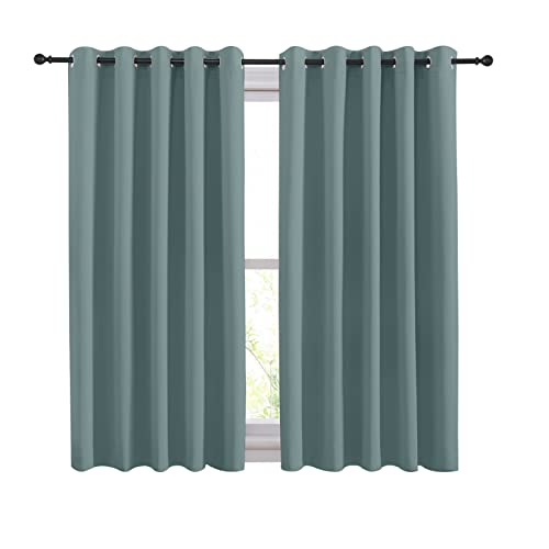 NICETOWN Thermal Insulated Blackout Curtains - Greyish Blue, 70"W x 54"L