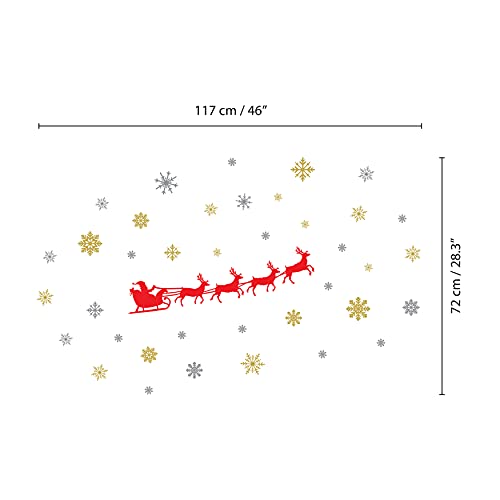 49-Piece Christmas Wall Stickers Set - Santa's Sleigh Décor