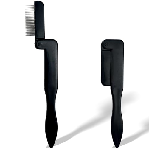 Zoolinn Portable Folding Eyelash Comb Set of 2 – Stainless Steel Compact Lash Separator for Mascara Clumps