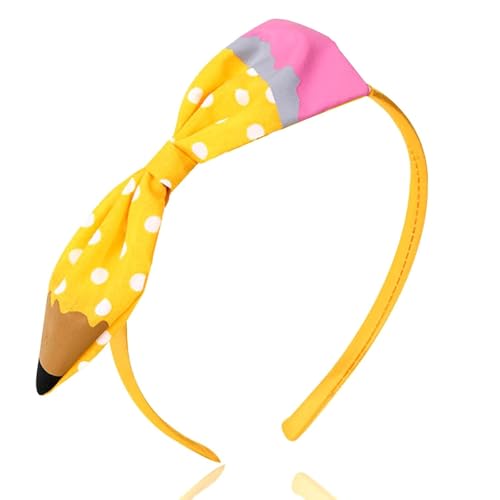 Roffiy Yellow Pencil Bow Headband for Girls Back to School Hair Accessory