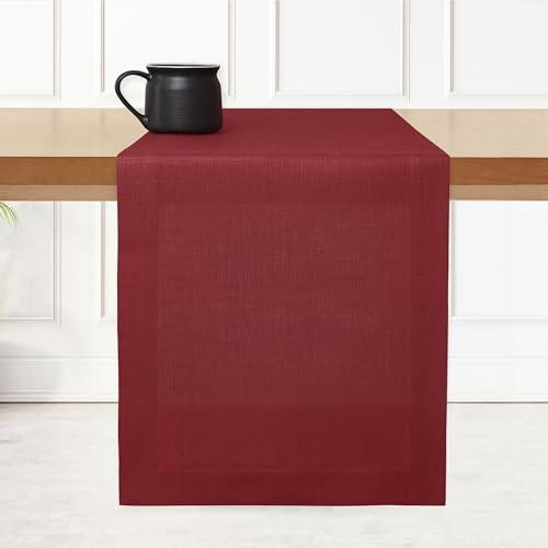 Red Linen Table Runner 14 x 90 Inch - 100% European Flax Handmade