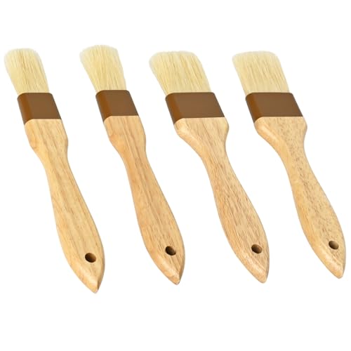 4-Piece Natural Bristle Basting Brush Set, 1-inch and 1.5-inch Sizes