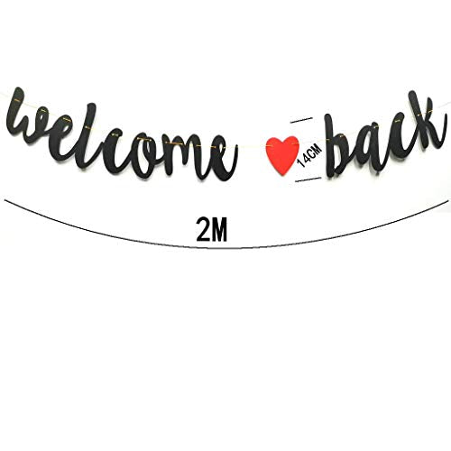 Welcome Back Black Glitter Banner - 5.5"H x 6.5'L for Parties