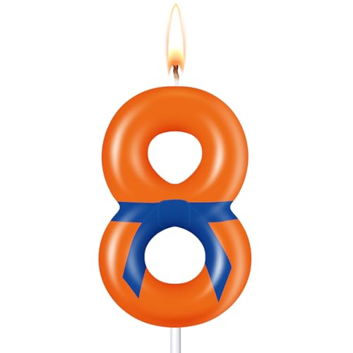 MTLEE Anime Number Birthday Candle - Orange & Blue, 8